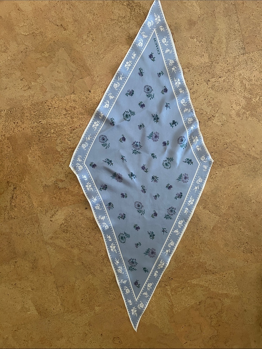 Coach Pale Blue Floral Silk Bandana